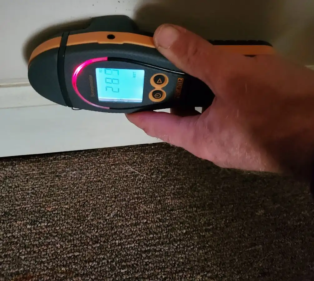 Moisture detection at baseboard during Burst Pipe Cleanup in Cuyahoga Falls